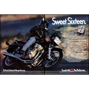 1981 Suzuki GS-750 Performer Motorcycle 2 Page Vintage Print Ad Leather Wall Art